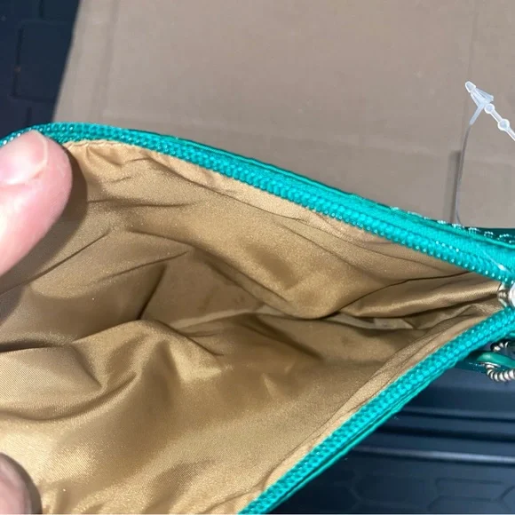 Coach Getaway Signature C Logo Nylon Mini Cosmetic Pouch in emerald green. - Picture 4 of 4